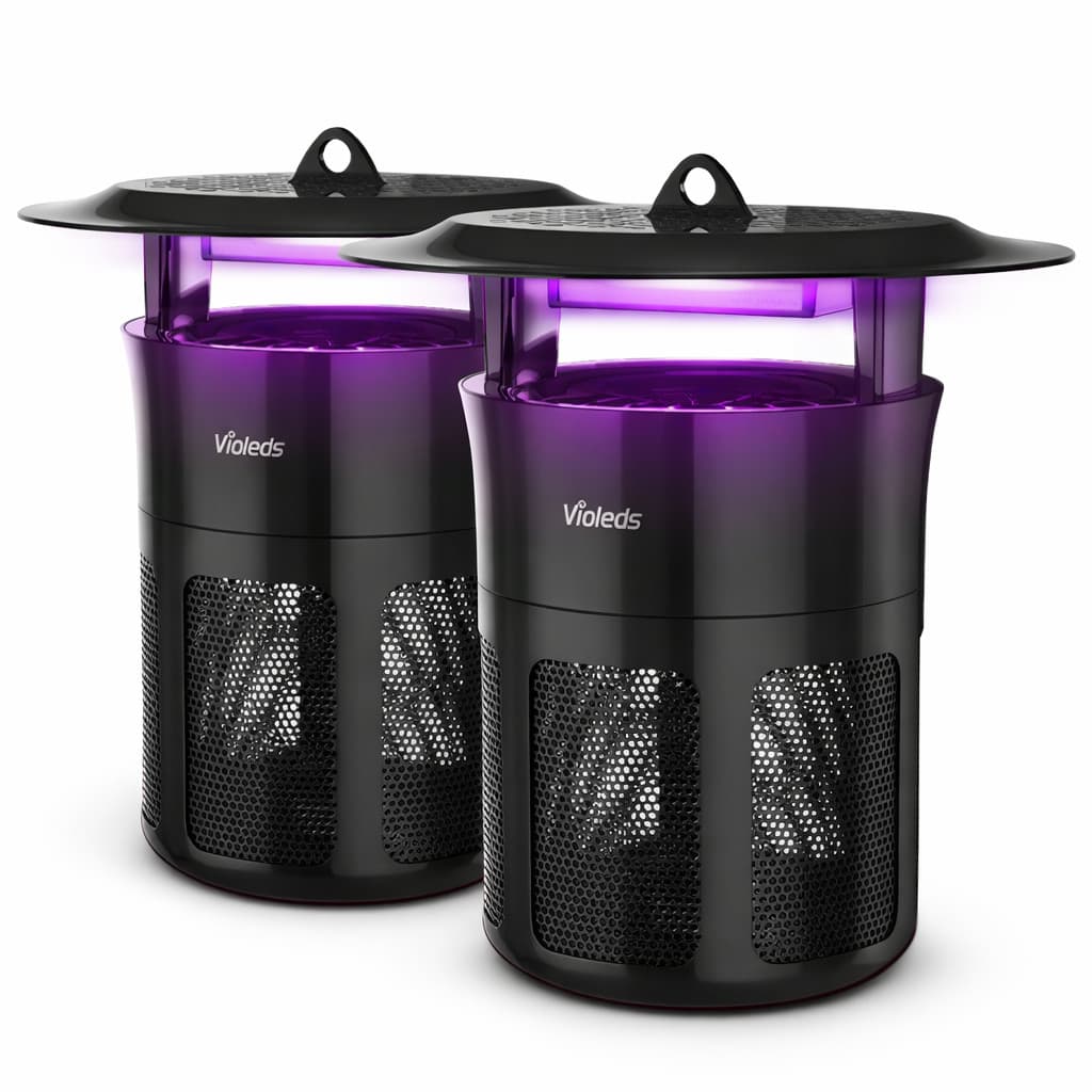 Kit 2 Armadilhas Mata Mosquito Repelente Violeds Led Ultravioleta Bivolt 110/220v Preto