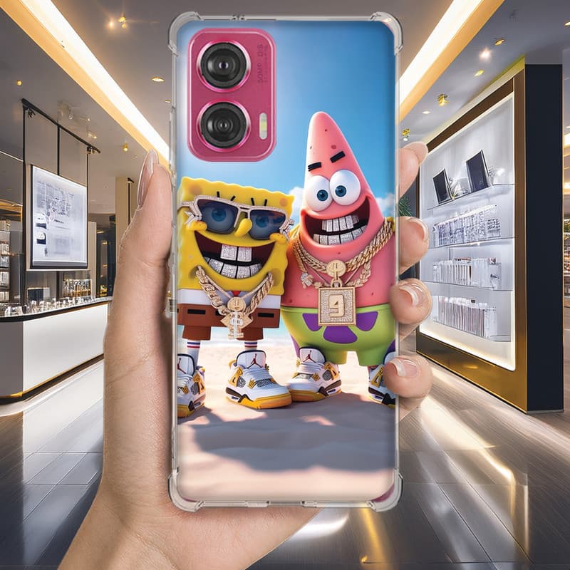 Capa Capinha MOTO G30 G20 G10 G15 G14 G13 G9 POWER PLUS PLAY G8 Anti-impacto Personalizada cartoon BOB ESPONJA (3184)