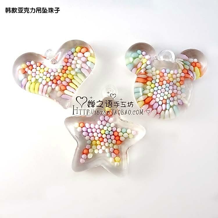 Versão coreana transparente colorido amor estrela pingente contas soltas diy colar pingente alça do telefone móvel fivel