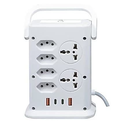 Filtro de Linha Torre Extensão 12 Tomadas 2 Universal 4 Usb Botão ON/OFF Cabo 2M Bivolt