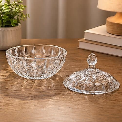 Bomboniere Vidro Design Diamante Tampa Funcional 195cm Armazenamento Doces Decoração