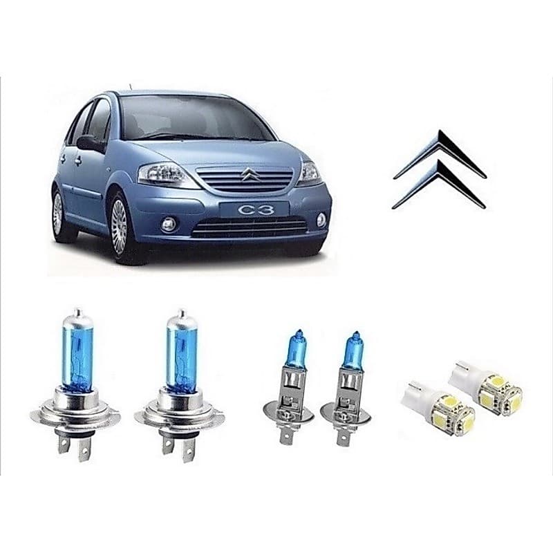 Kit 6 Lampadas Super Brancas Farol + Lanterna Citroen C3