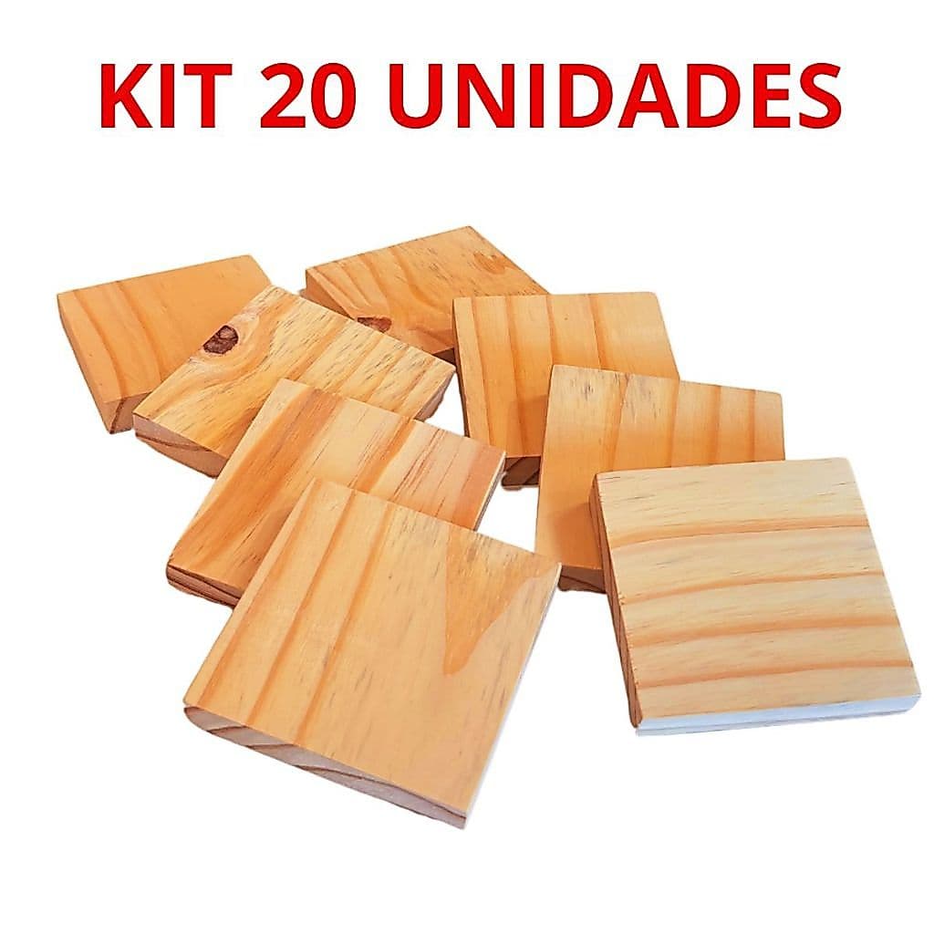 Kit 20 Placa Tabua Quadrado Base Madeira Pinus Artesanato 8 10 12 14 cm diametro