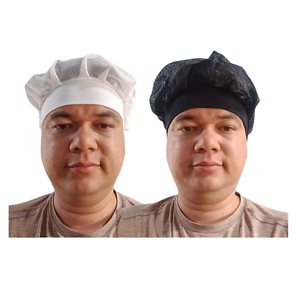 KIT 4/6/8 TOUCAS TELINHA LAVÁVEL UNISSEX UNIFORME COZINHA RESTAURANTE PADARIA PIZZARIA