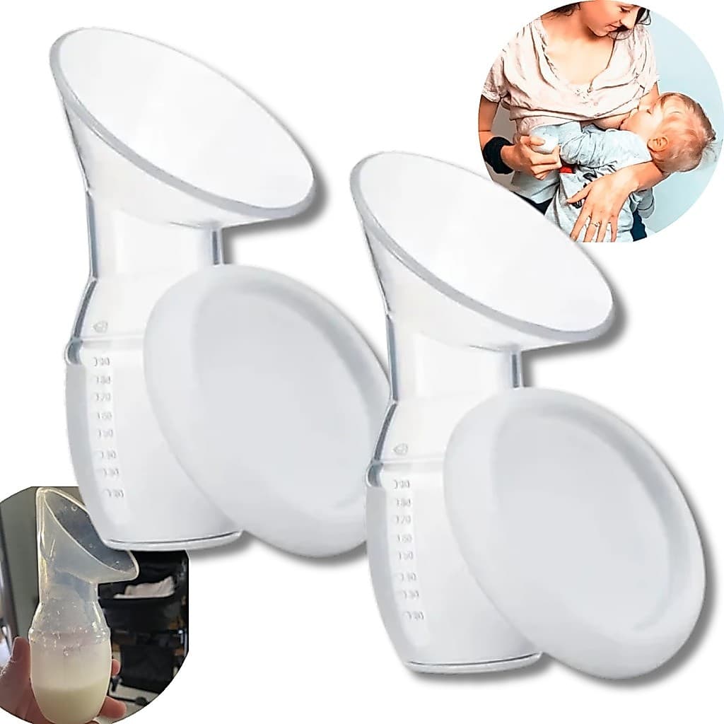 Kit 2 Copo Extrator Coletor De Leite Materno Silicone Atoxico Bpa Free