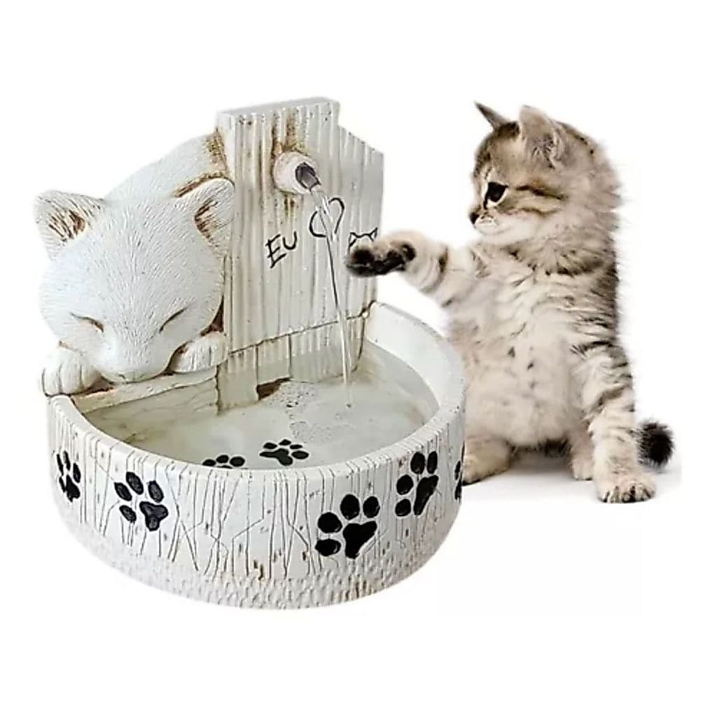Bebedouro para Gatos com Bomba Bivolt Fonte de Água Pet em Resina com Mangueira Automático
