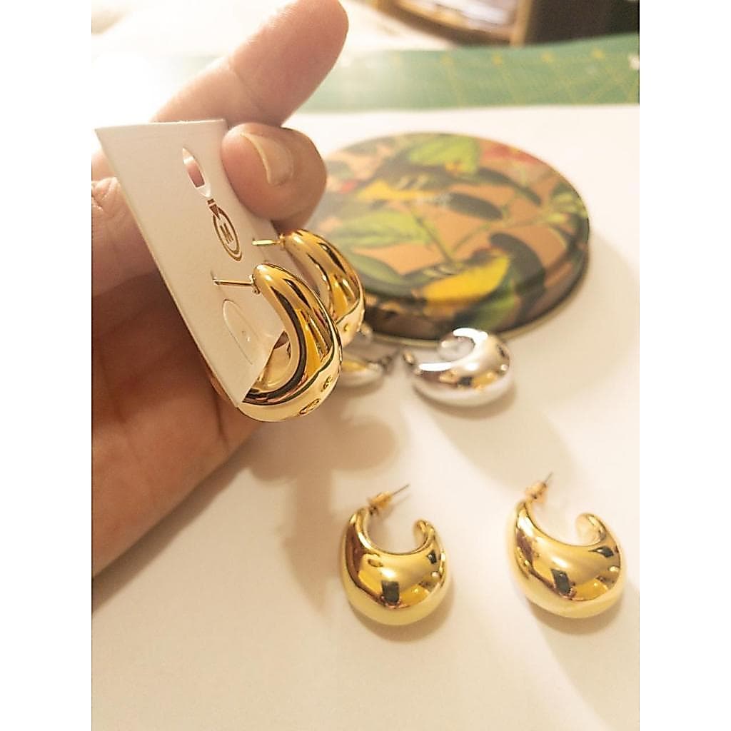 Brinco de Argola Meia Lua Dourado/Prateado – Moderno e Elegante