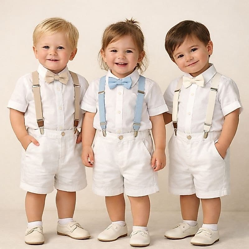 Look Pajem Conjunto Infantil Branco Completo Menino Festa