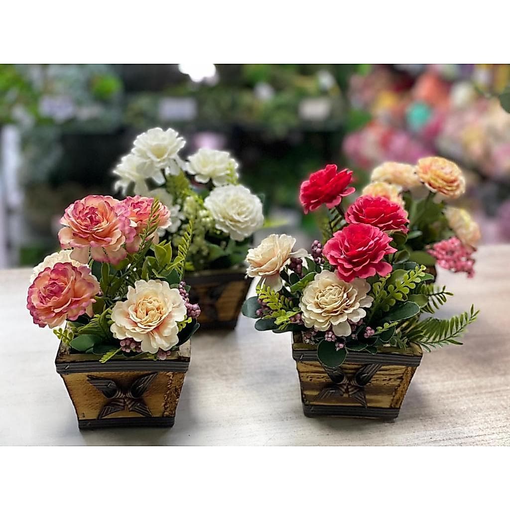 Vaso Arranjos Mini Crisântemos Artificial  c //vaso, argila, musgo Ideal para decorações de mesa, banheiro......