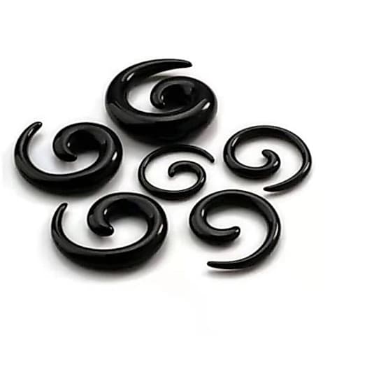 Kit 12 Alargadores Acrílico Espiral Caracol Expansor De Orelha-PRETO OU BRANCO