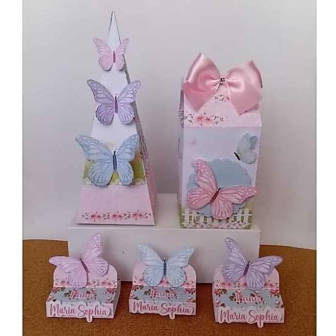 Kit Festa Infantil Jardim Encantado - Pegue e Monte - Lembrancinhas - Jardim das Borboletas - Caixinhas Personalizadas