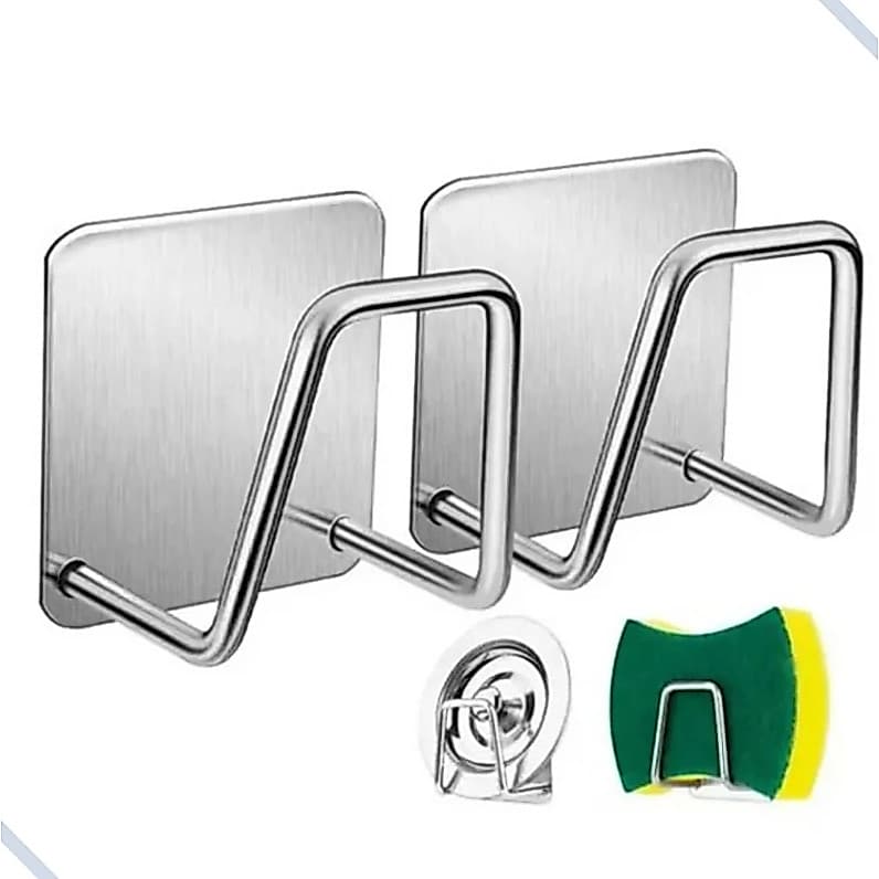 Kit 2 Suporte Porta Esponja Bucha Pia Inox Organizador Cozinha Cor Prateado