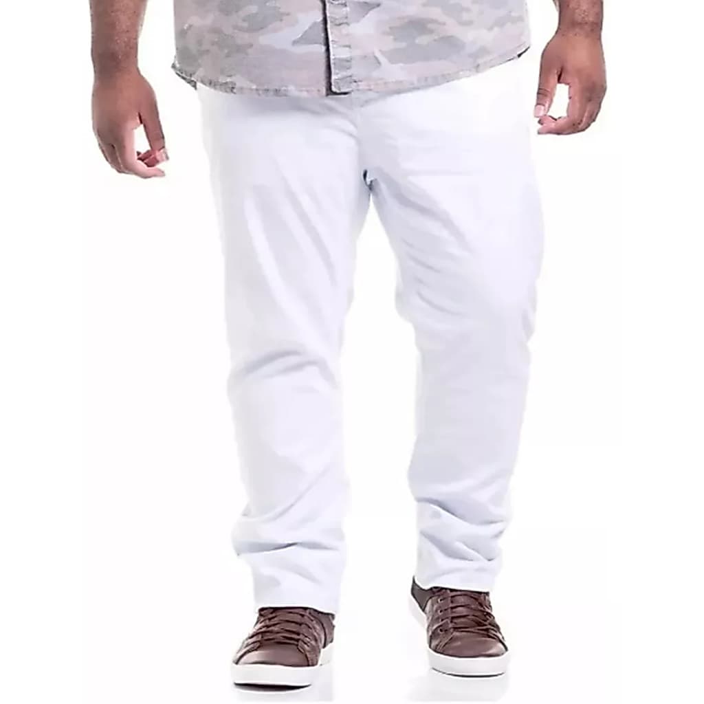 Calça Masculina Branca Tradicional Corte Reto
