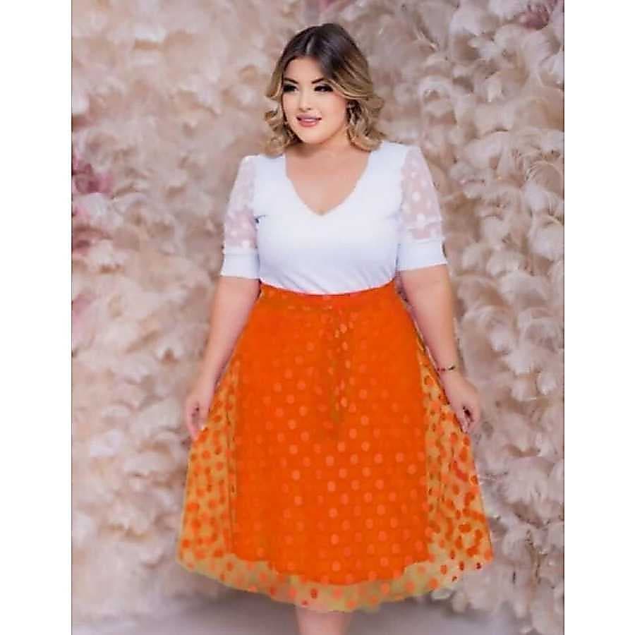 SAIA MIDI EM TULE FORRADA COM LAÇO MODA COMPORTADA CRISTÃ