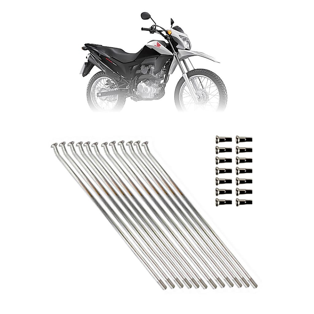 Jogo Raios Traseiro Inox Honda NXR Bros 125 - 150 - 160 Es Freio a tambor