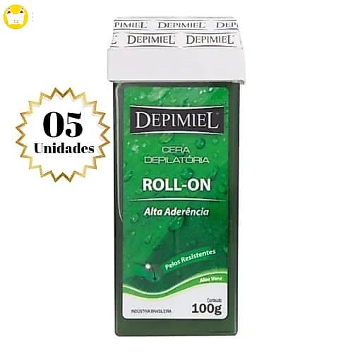 Kit c/ 05 Unidades Cera Depilatória Roll-On Alta Aderência 100g - Depimiel