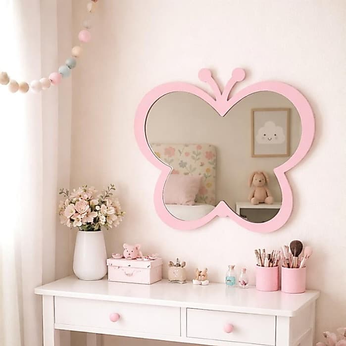 Espelho Borboleta Decorativo ideal para Penteadeira Quarto Menina Infantil Mini Camarim
