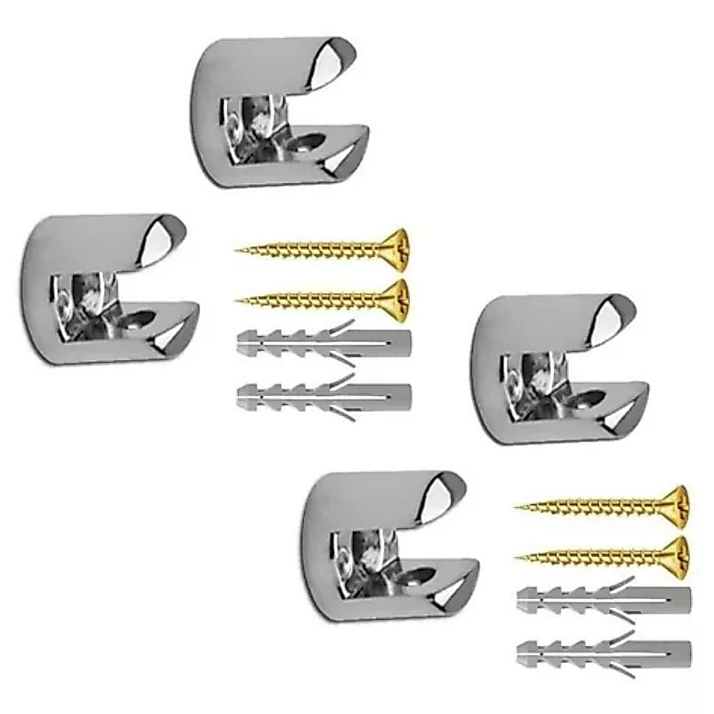 4 Un. Suporte Fenda Metal P/ Prateleira De Vidro 4mm 6mm 8mm 10mm Soprano com Parafuso e Bucha incluído.