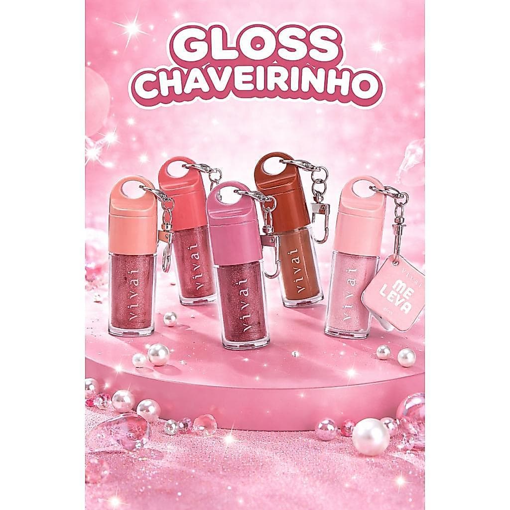Gloss Glitter Vivai Chaveiro Batom Me Leva,Gloss Chaveirinho