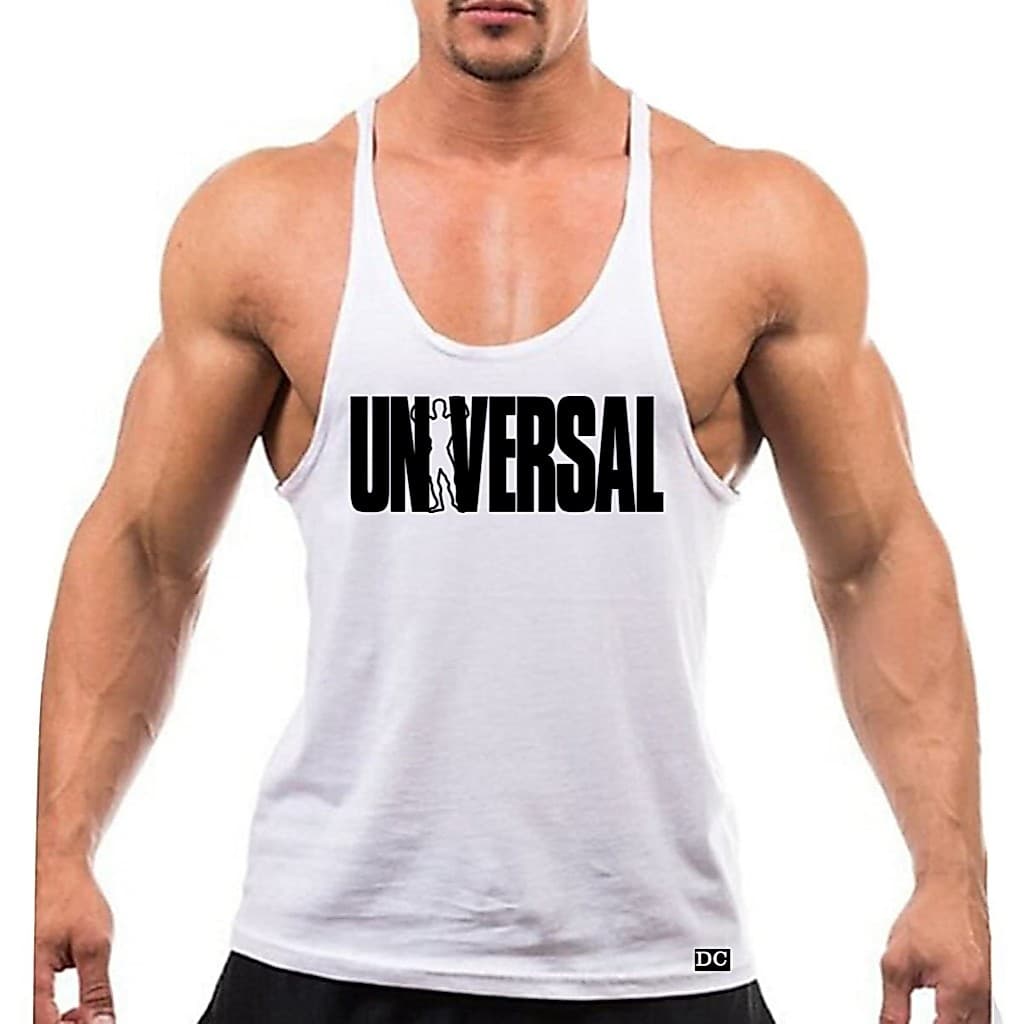 Camiseta Regata Cavada Masculina Nadador Treino Academia Estampada Universal