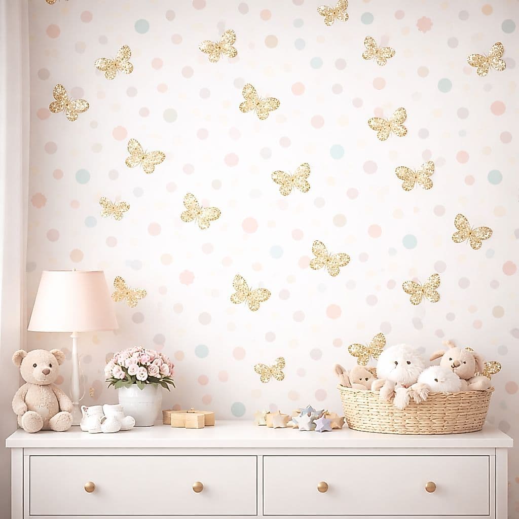 Papel De Parede Infantil 126 Quarto Menina Rolo Adesivo Autocolante Lavável Vinílico 50Cm  de Larg.