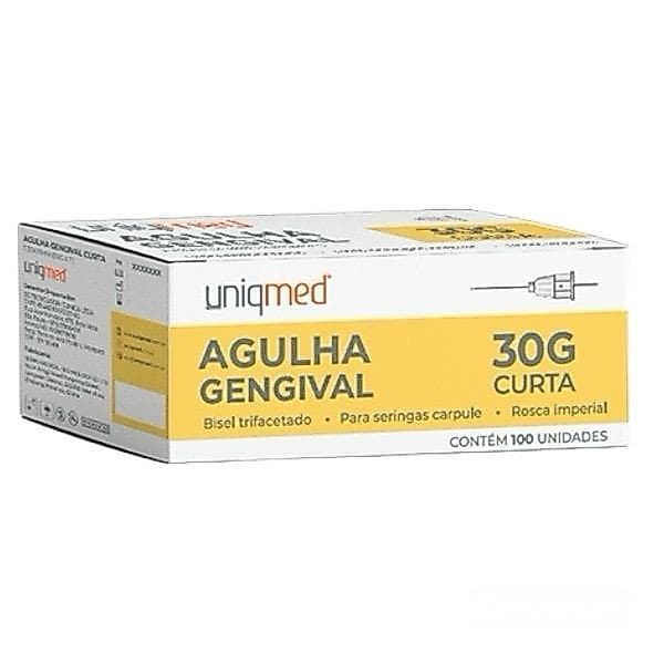 Agulha Gengival Uniqmed Longa ou Curta - 100Und