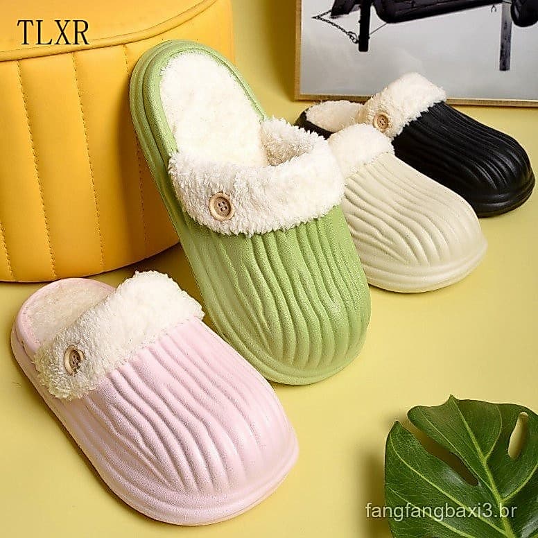 Chinelos de algodão destacáveis, impermeáveis, antiderrapantes, para uso externo, chinelos de inverno femininos em EVA Q