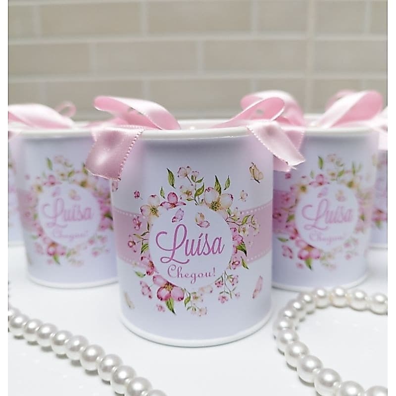 Tubolata Personalizada 7x6  Tema Jardim  Encantado Borboletas Lembrancinha Maternidade menina Festa