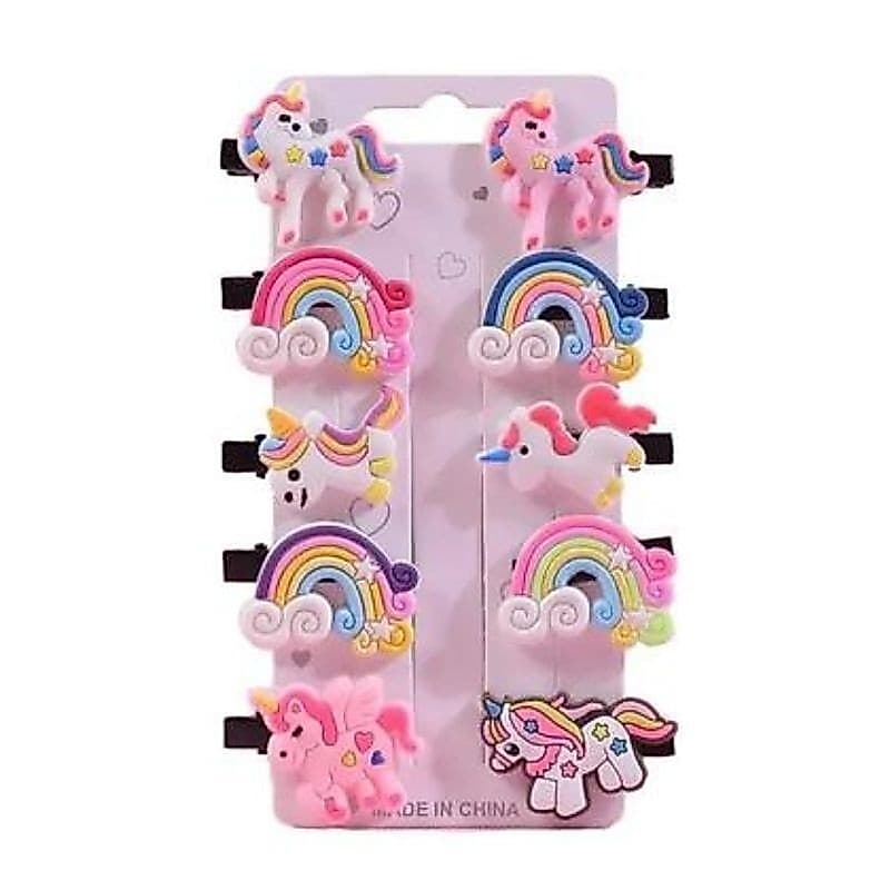 Conjunto de Grampos de Cabelo de Unicórnio para Meninas - Desenhos Animados Adoráveis