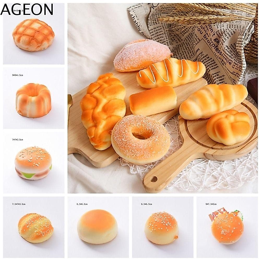 AGEON Simulado Brinquedo De Pão Artificial , Modelo Paródia Brinquedos Simulação SqueezeToys , De Comida