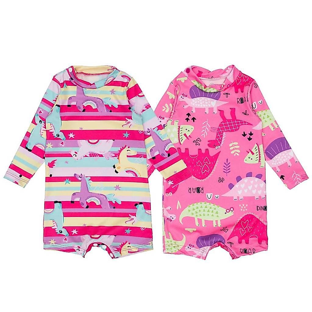 Kit 2 Macaquinhos Com Proteção Solar Uv Infantil Verão Bebê Roupa de Banho Praia Piscina