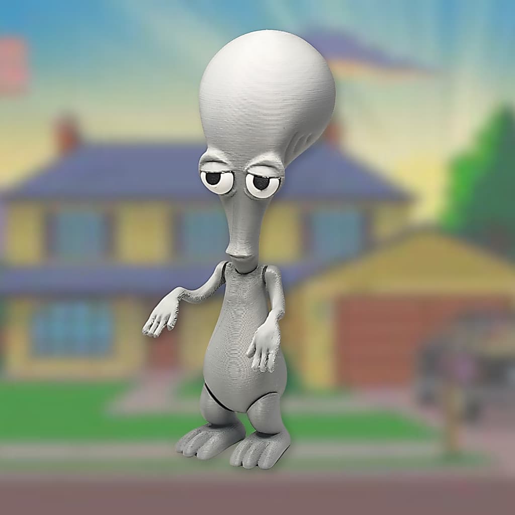ET Roger American Dad | Impressão 3D | Colecionável Geek | Boneco Decorativo | 18cm