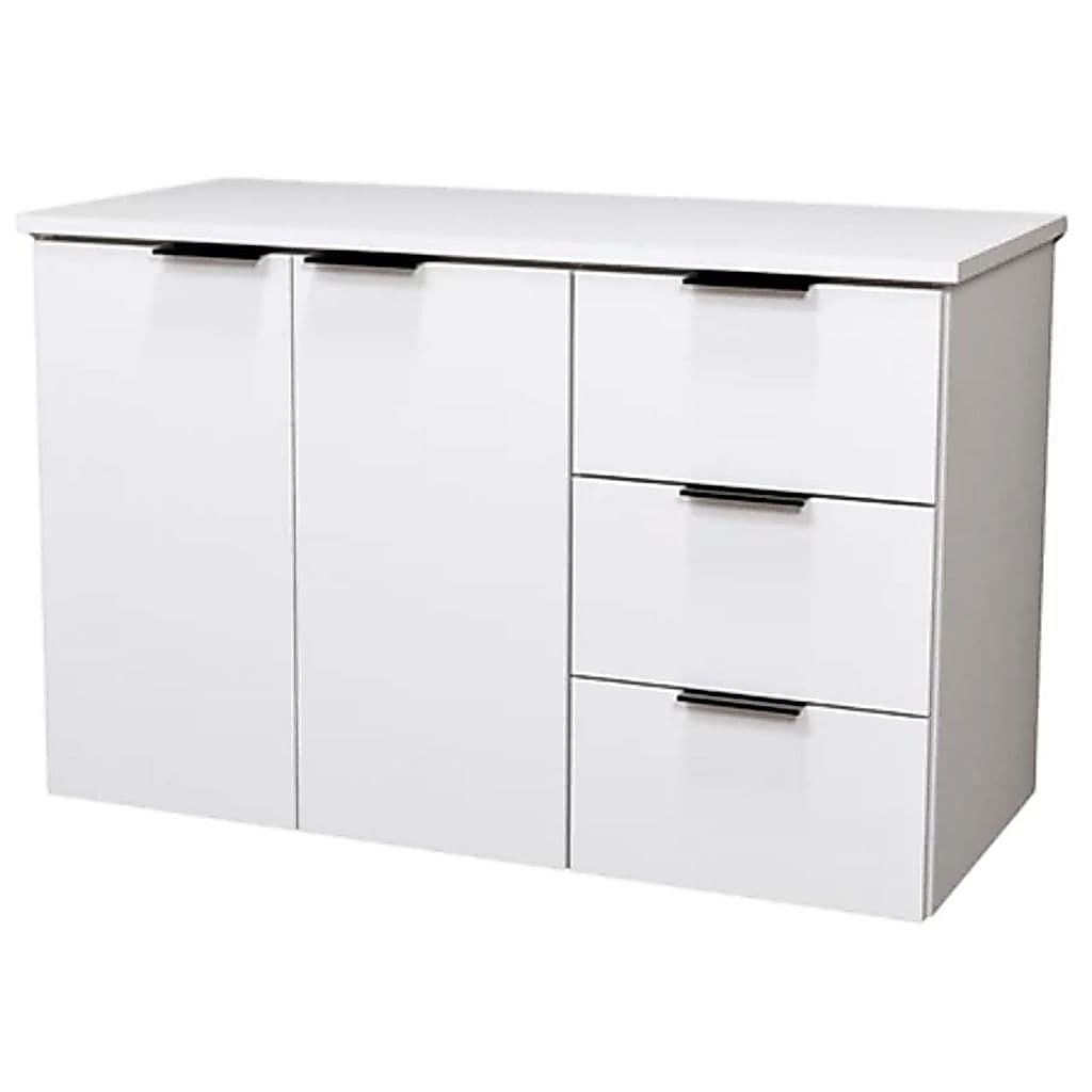 Balcão Gabinete 80cm Banheiro SEM CUBA - 100% MDF - 3 Gavetas DIREITA - MONTADO