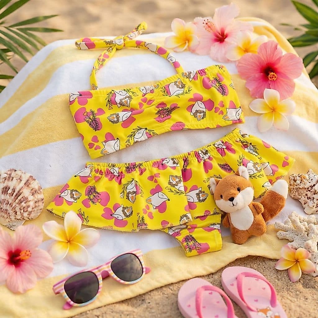 Bikini Biquini Criança Infantil divertido com frufru Top Fru-fru Piscina Praia Verão