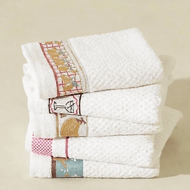 Kit 5 Toalha Pano de Copa Prato Jacquard Atoalhado Felpudo 45x70 cm 100% Algodão