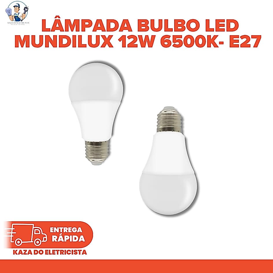 kit 10 Lâmpadas Bulbo LED 12W E27 6500K Bivolt 00077 Mundilux 1.050 lúmens