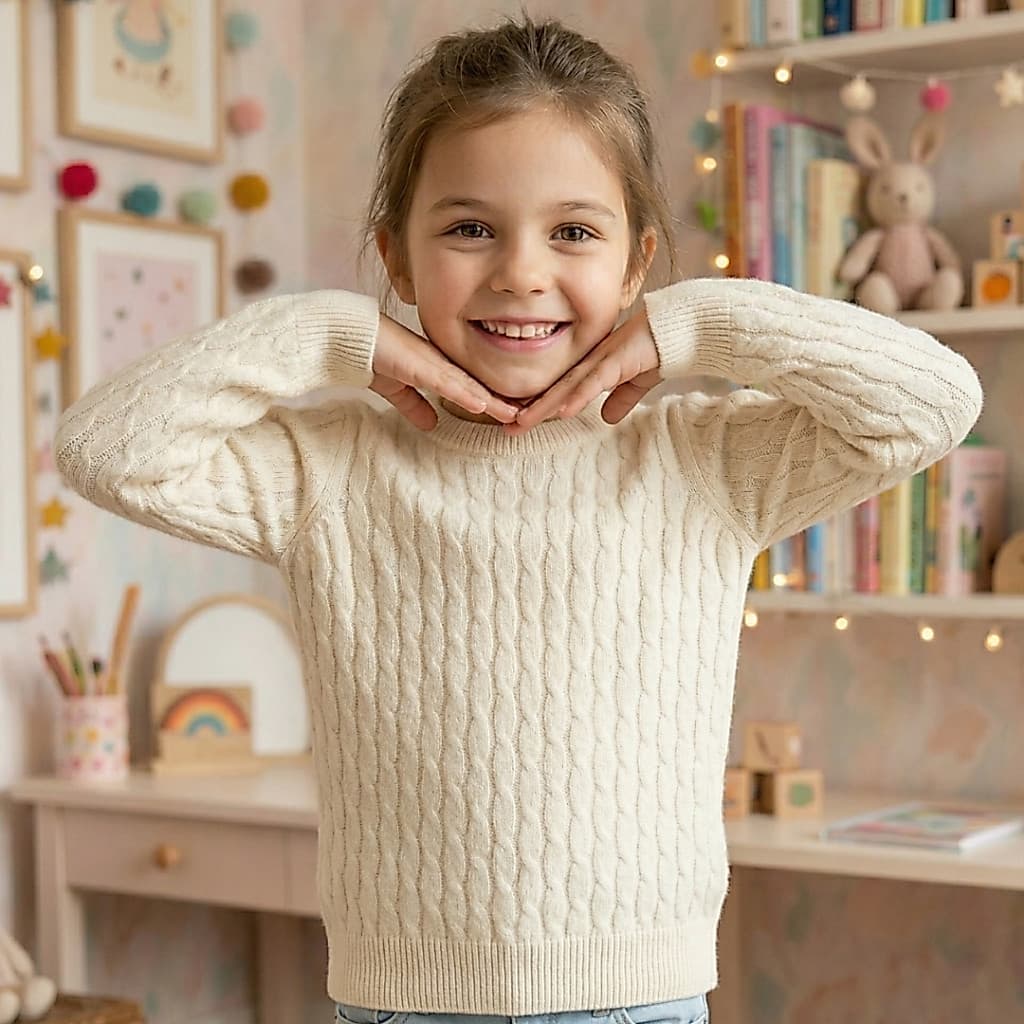 Blusa Tricô Infantil Menina Lã Felpada Suéter Trançado Quentinho