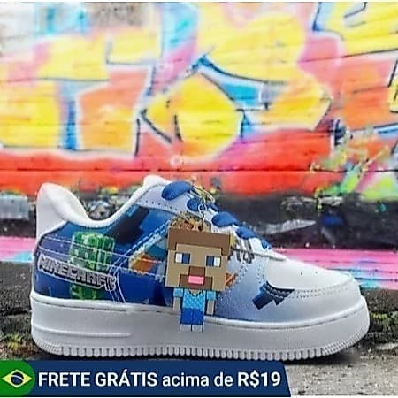 Tênis Infantil Minecraft Com Chaveirinho Unissex Novidade Envio Rapido.