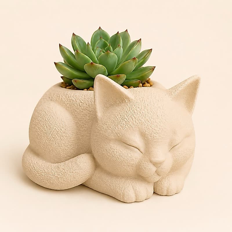 Vaso Gatinho para Suculentas | Cachepô Decorativo em Impressão 3D | Vaso para Cactos e Decoração Minimalista