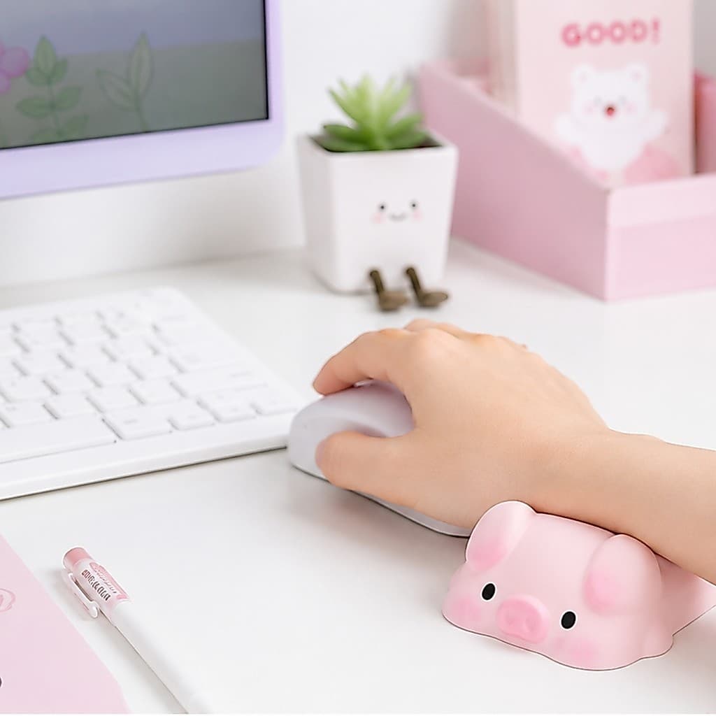 Apoio De Pulso Porquinho Fofo Almofada Macia Para Mouse Teclado Notebook Computador Mesa Escritório Home Office