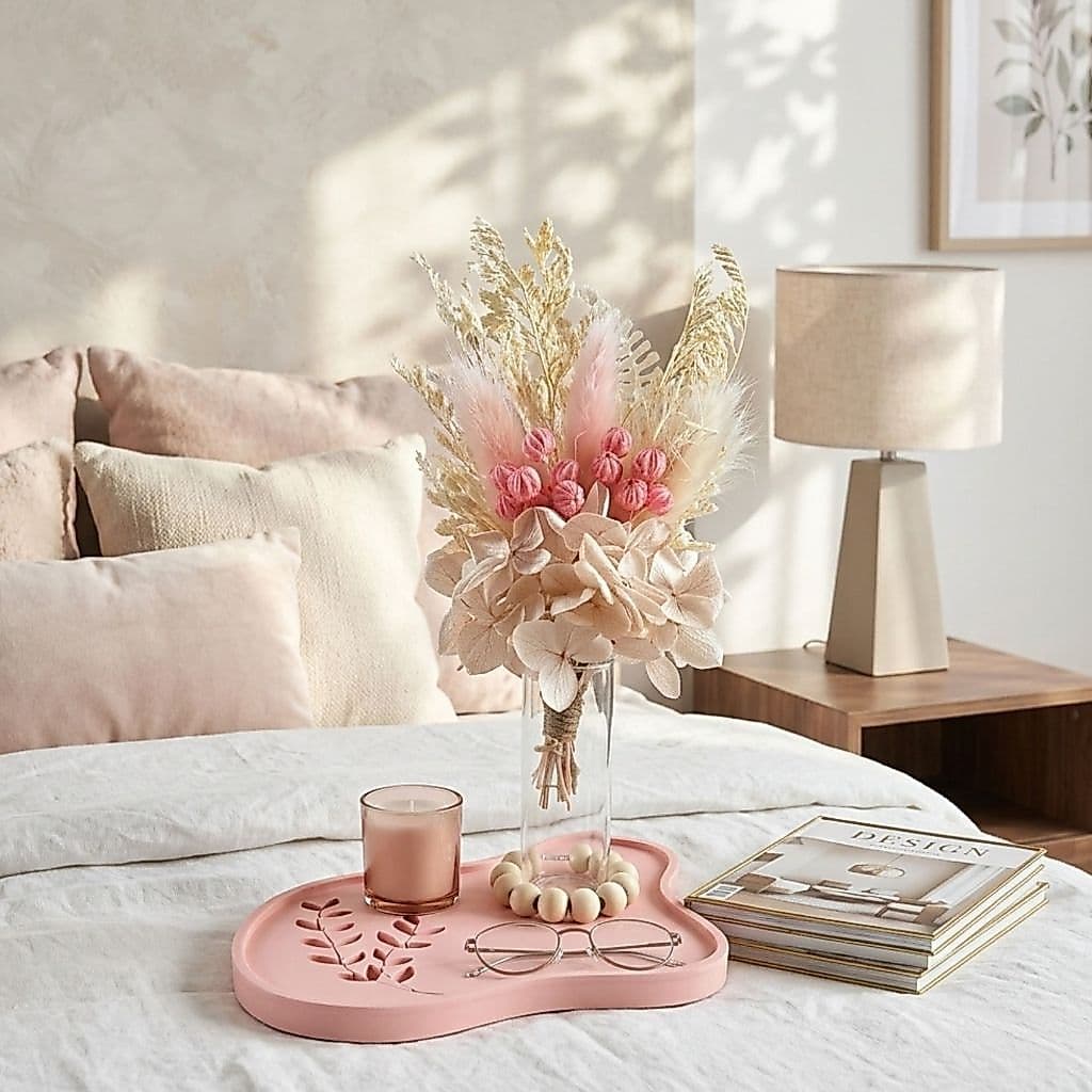 Bandeja Decorativa Organica Floral Porta Joias Perfume Organizador Mesa Cabeceira Quarto Impressao 3D