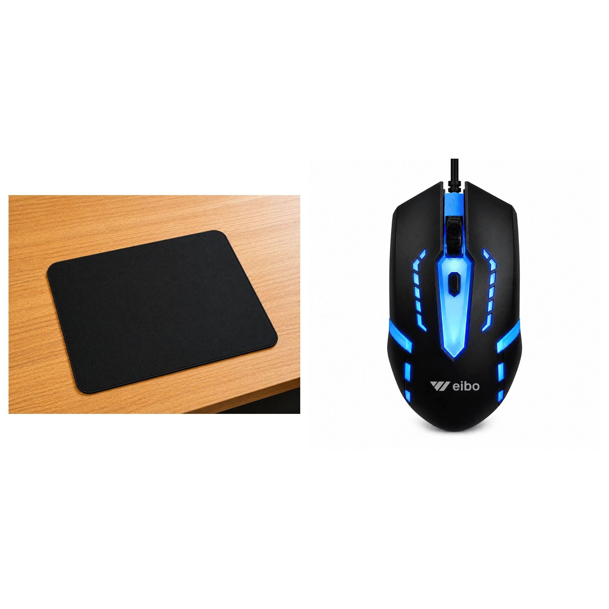 Kit mouse gamer Weibo M-39 com led + mouse pad preto Exbom 22x18cm