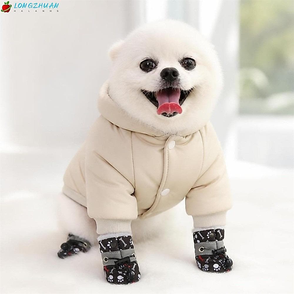 LONNGZHUAN 4 Peças De Sapatos Para Cães De Inverno , De Pelúcia Quentes Animais De Estimação , Botas De Neve Espessadas