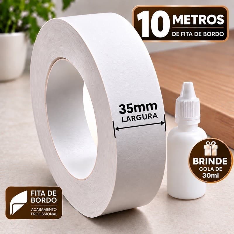 Fita para moveis Branca 35mm MDF Móveis