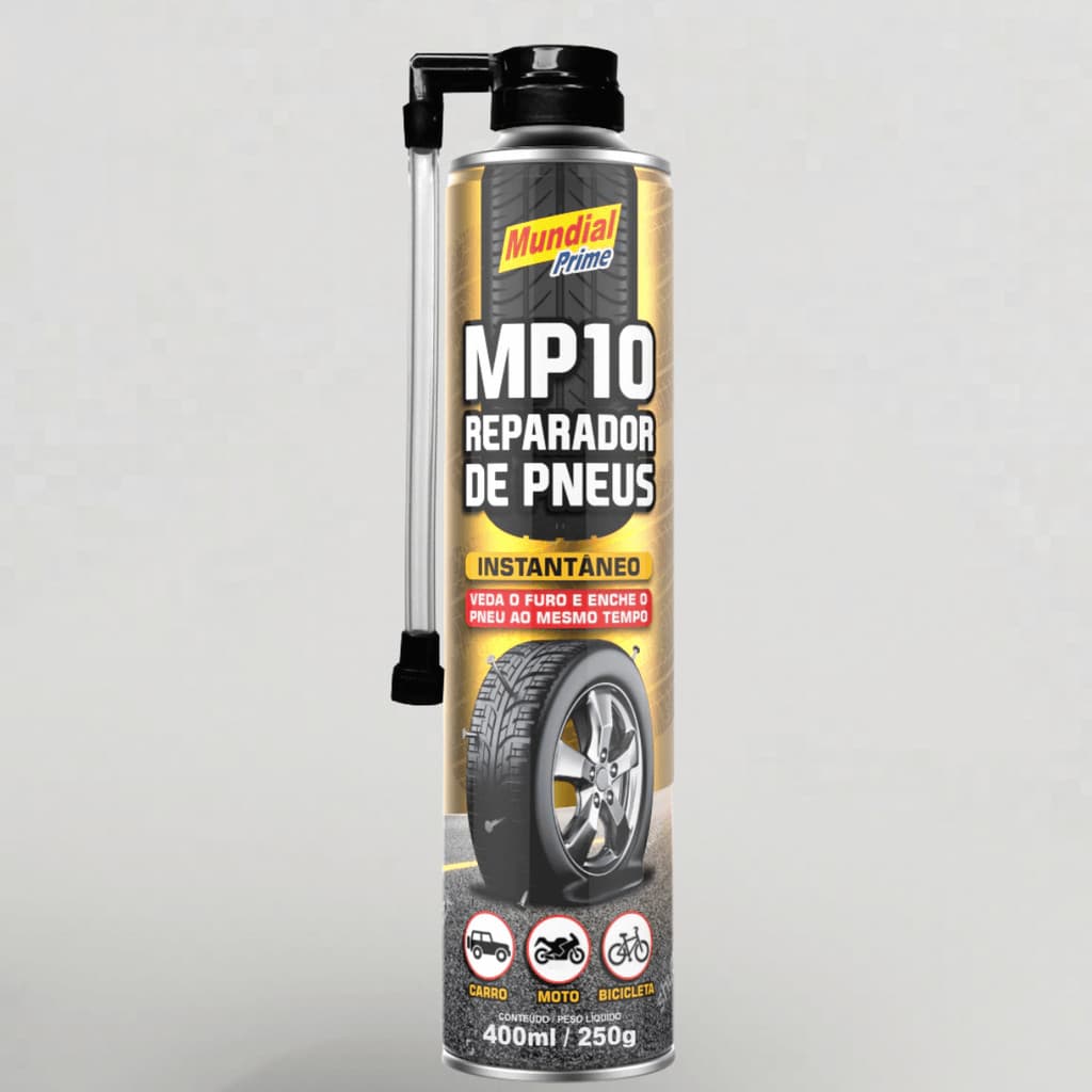 Reparador de Pneus Veda base de látex Enche Instantâneo SOS 400ML MP10 MUNDIAL PRIME