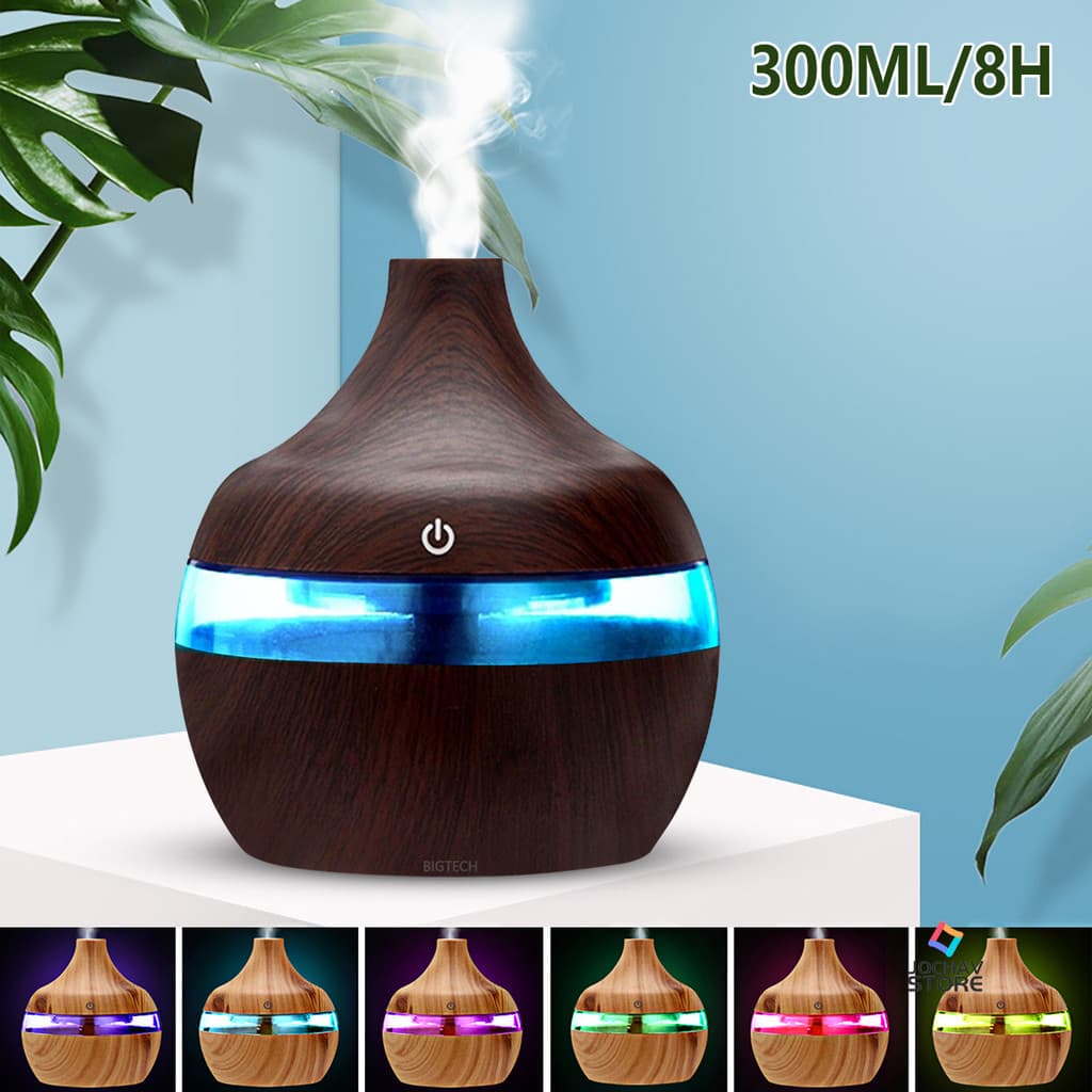 Umidificador De Ar E Difusor Aromatizador De Ambiente Purificador LED USB Autonomia De 8H Ideal Para Quarto E Casa