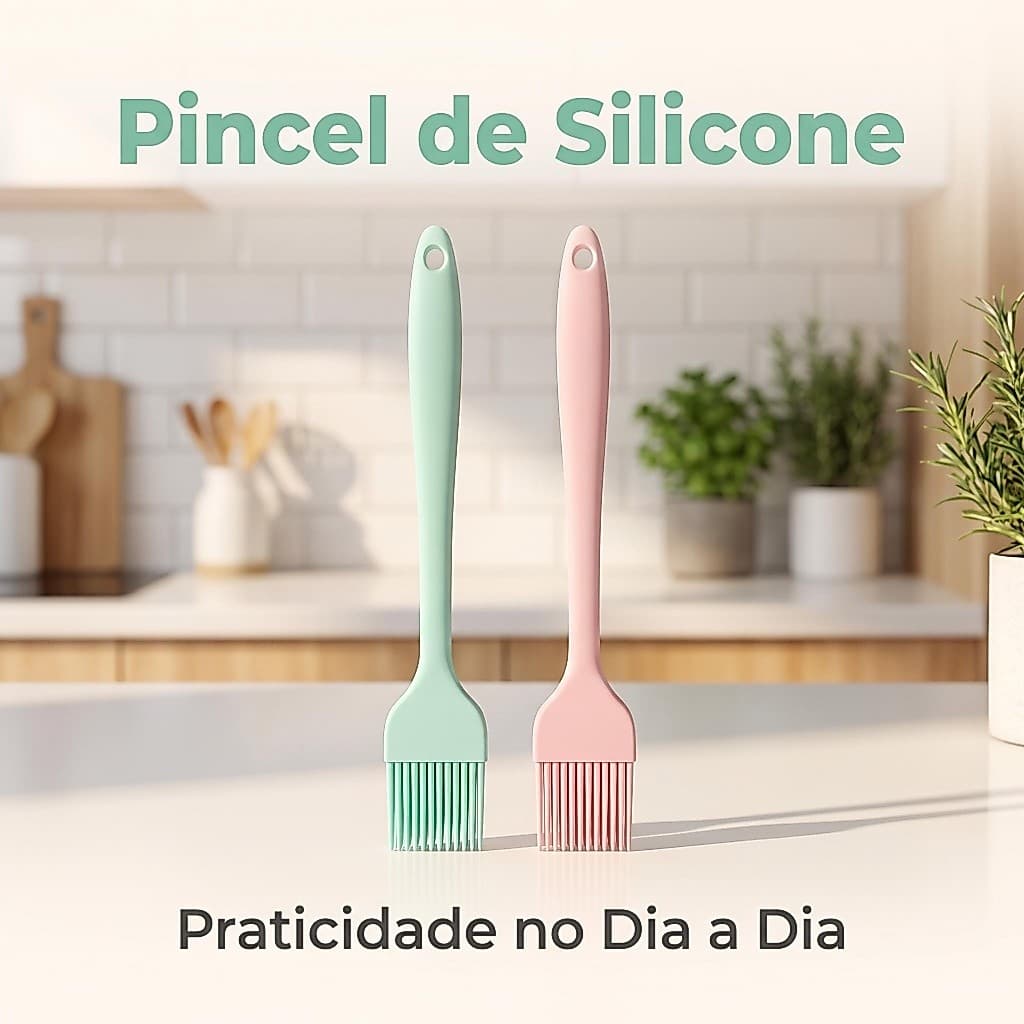 Pincel de Óleo Silicone Verde Utensílio Doméstico Prático