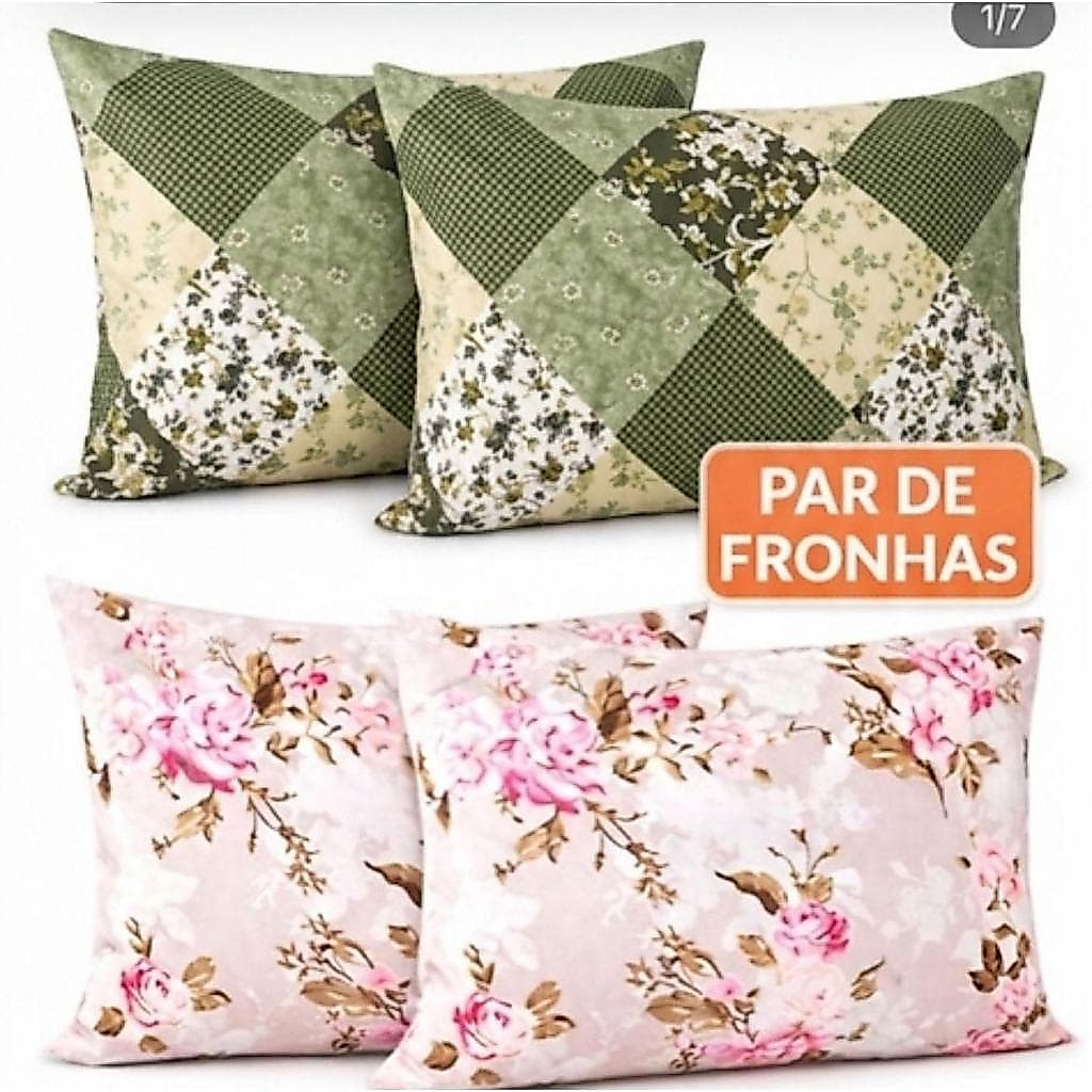 2 Fronhas de travesseiro estampada Sem Zíper 70x50cm toque de algodão Macio Padrão