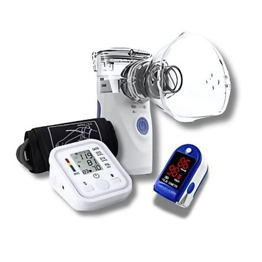 Kit.3 Inalador Nebulizador + Medidor de Pressão + Medidor de Pulso Oxímetro