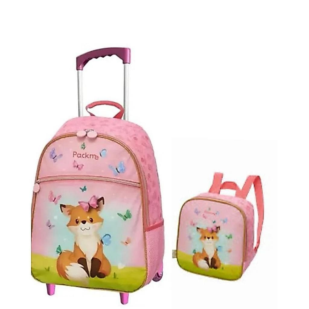 Kit Escolar Pack Me Sweet Fox – Mochila de Carrinho + Lancheira Térmica